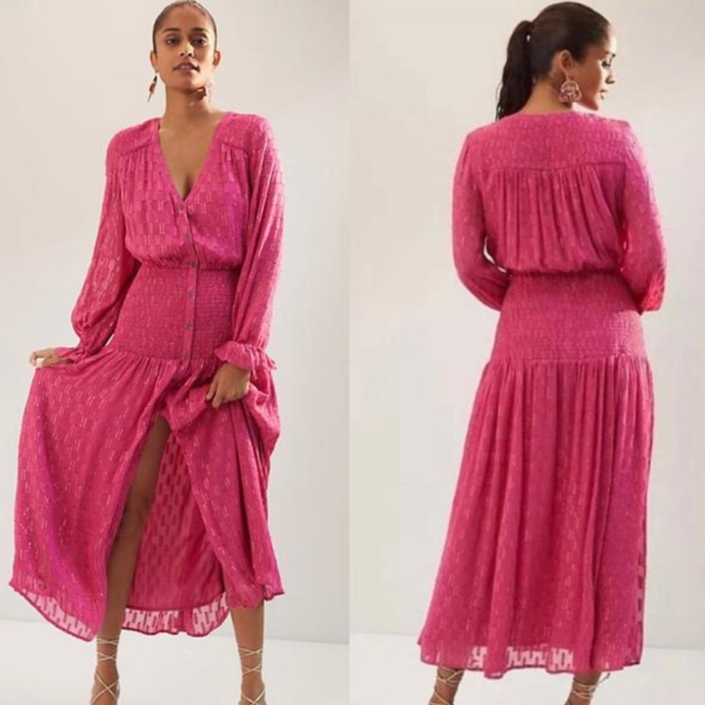 Anthropologie Smocked Maxi Dress - Picture 2 of 11